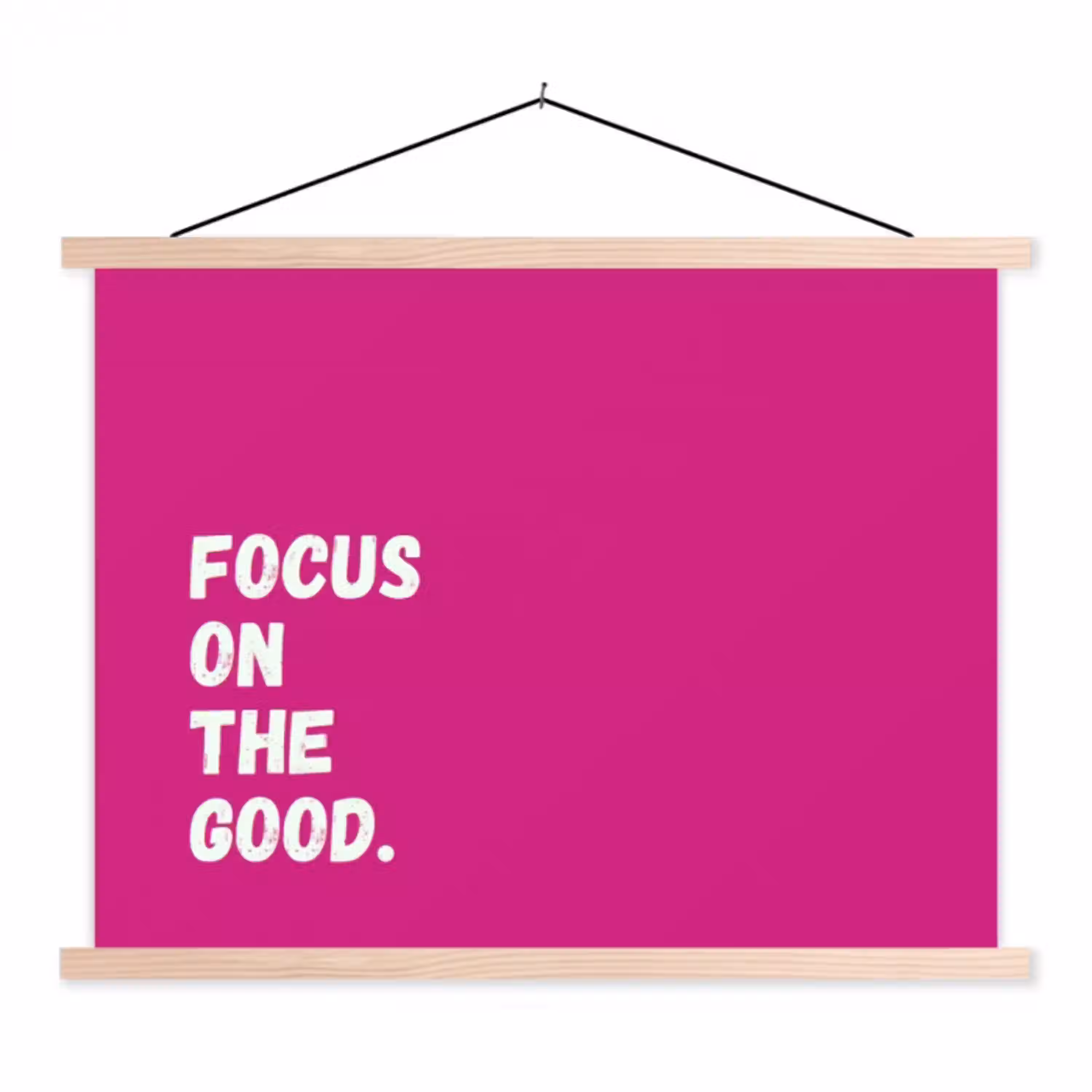 Focus on the good - Roze - Simple textielposter latten blank klein -3d