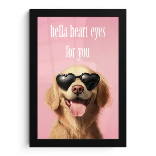 Zonnebril - Hartjes - Hond - Valentijn fotolijst zwart zonder passe partout klein -3d