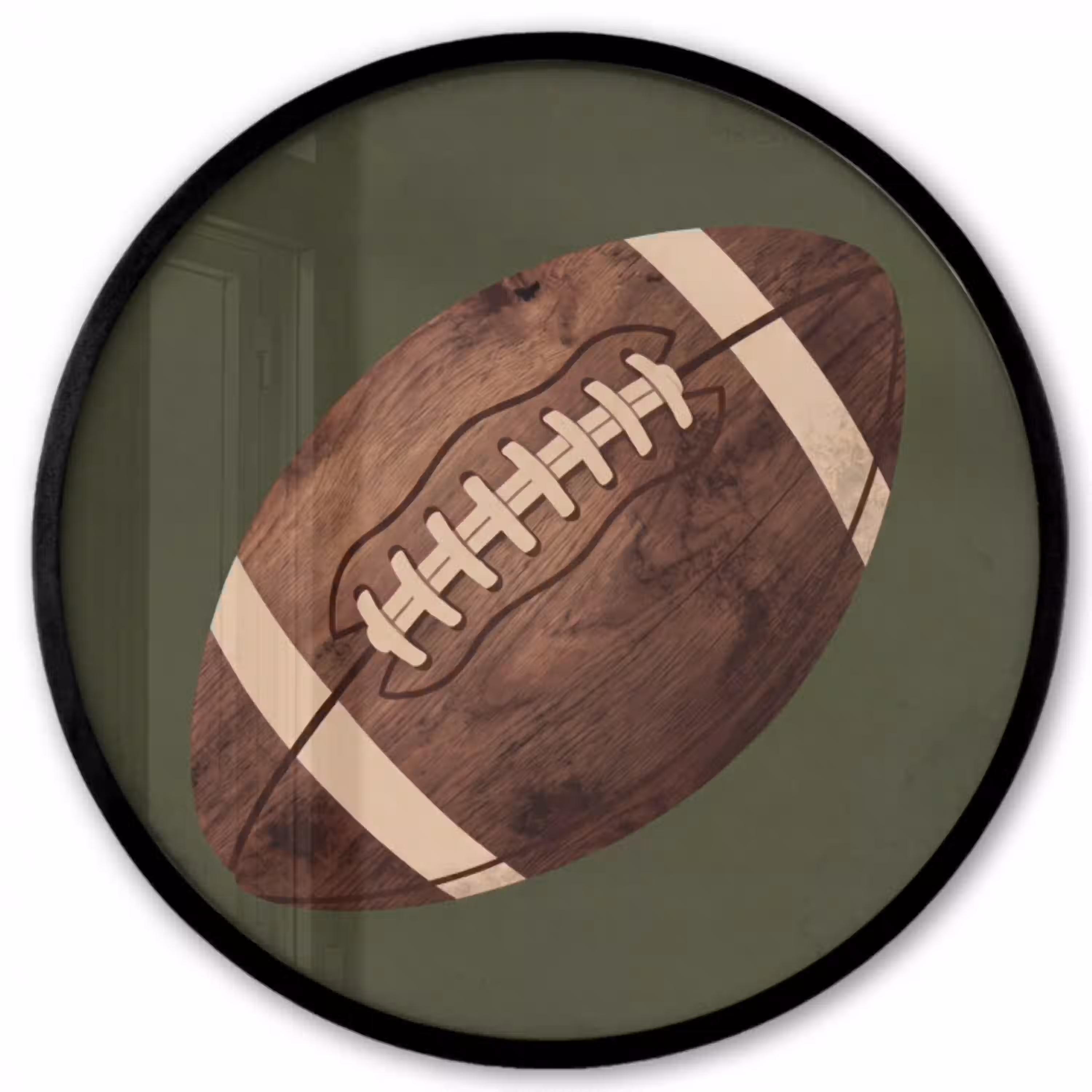 Football - Hout - Sport - Groen Fotolijst rond zonder passe partout klein -3d