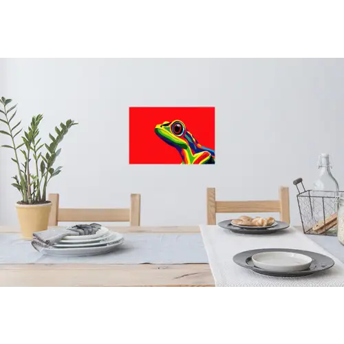 Kikker - Kleurrijk - Strepen - Ogen Muursticker klein -eettafel
