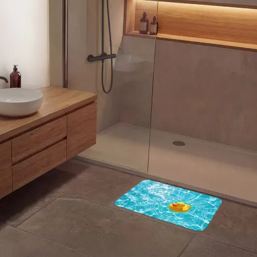 Badeend - Dobberen - Blauw Badmat klein -sfeer2