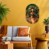 Vrouw - Panterprint - Jungle - Natuur - Luxe Wandcirkel Ovaal Forex klein -sfeer4