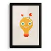 Robot - Gloeilamp - Gezicht - Antenne - Kinderen fotolijst zwart zonder passe partout klein -3d