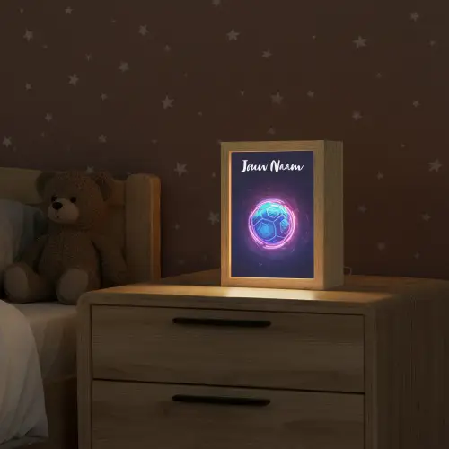 Voetbal - Sport - Blauw - Paars Light Box met kabel (Kinderlampje) klein -sfeer1_kind