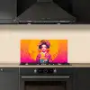 Bloemen - Vrouw - Kimono - Roze keuken achterwand spatscherm klein -sfeer1