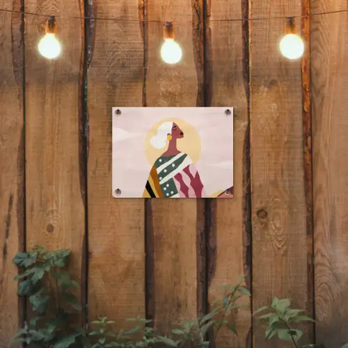 Vrouw - Zon - Kleurrijk tuinposter los doek klein -sfeer1