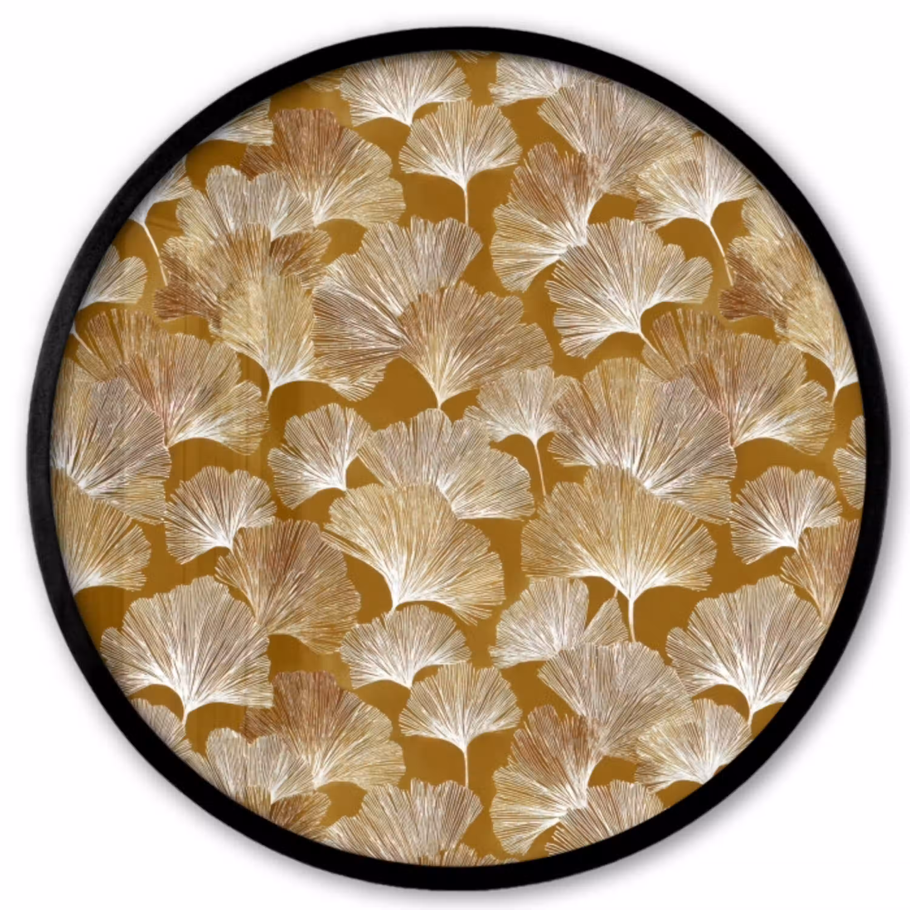 Ginkgo - Bladeren - Goud Fotolijst rond zonder passe partout klein 856 -3d