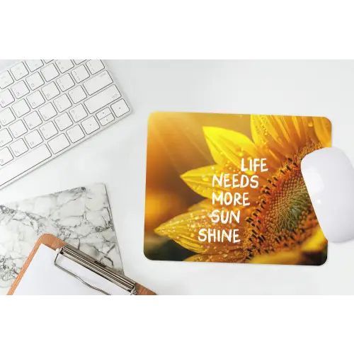 Zonnebloem - Close up - Geel - Quote muismat rubber klein -witbureau