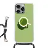 Minimalistisch - Kopjes - Matcha -Groen Hoesje iPhone 16 Pro Max met koord klein -3d