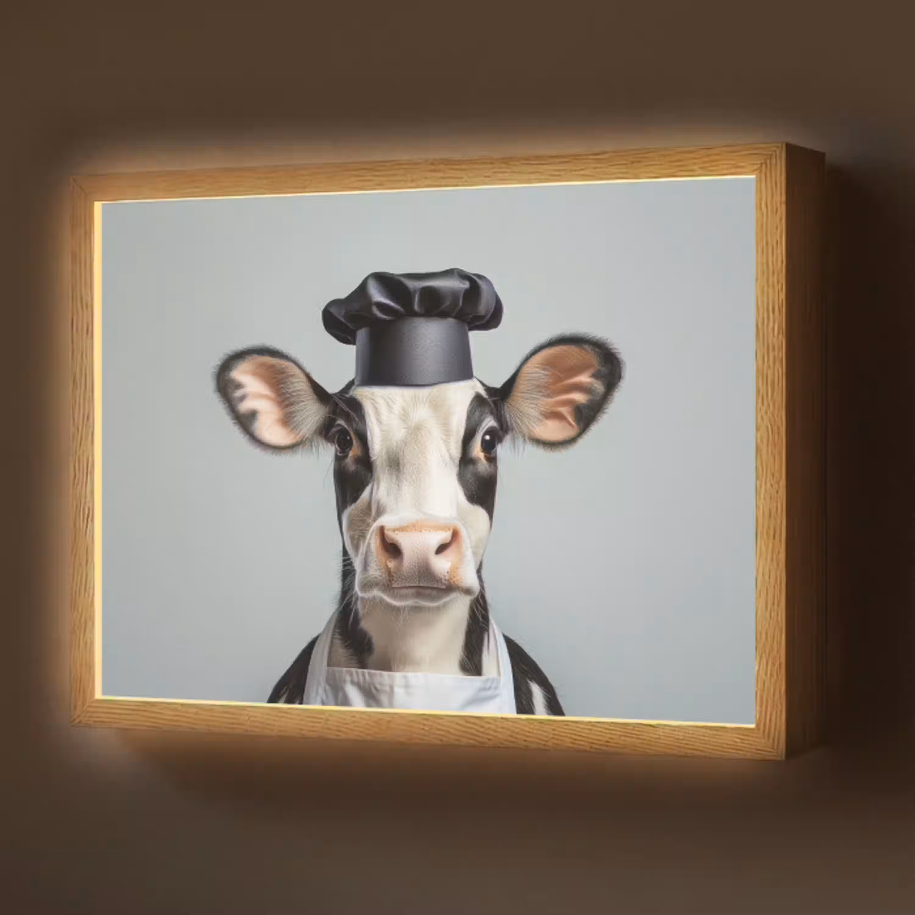 Koe - Zwart - Wit - Kok Light Box met batterij (Wandlamp) middel -z3d_website