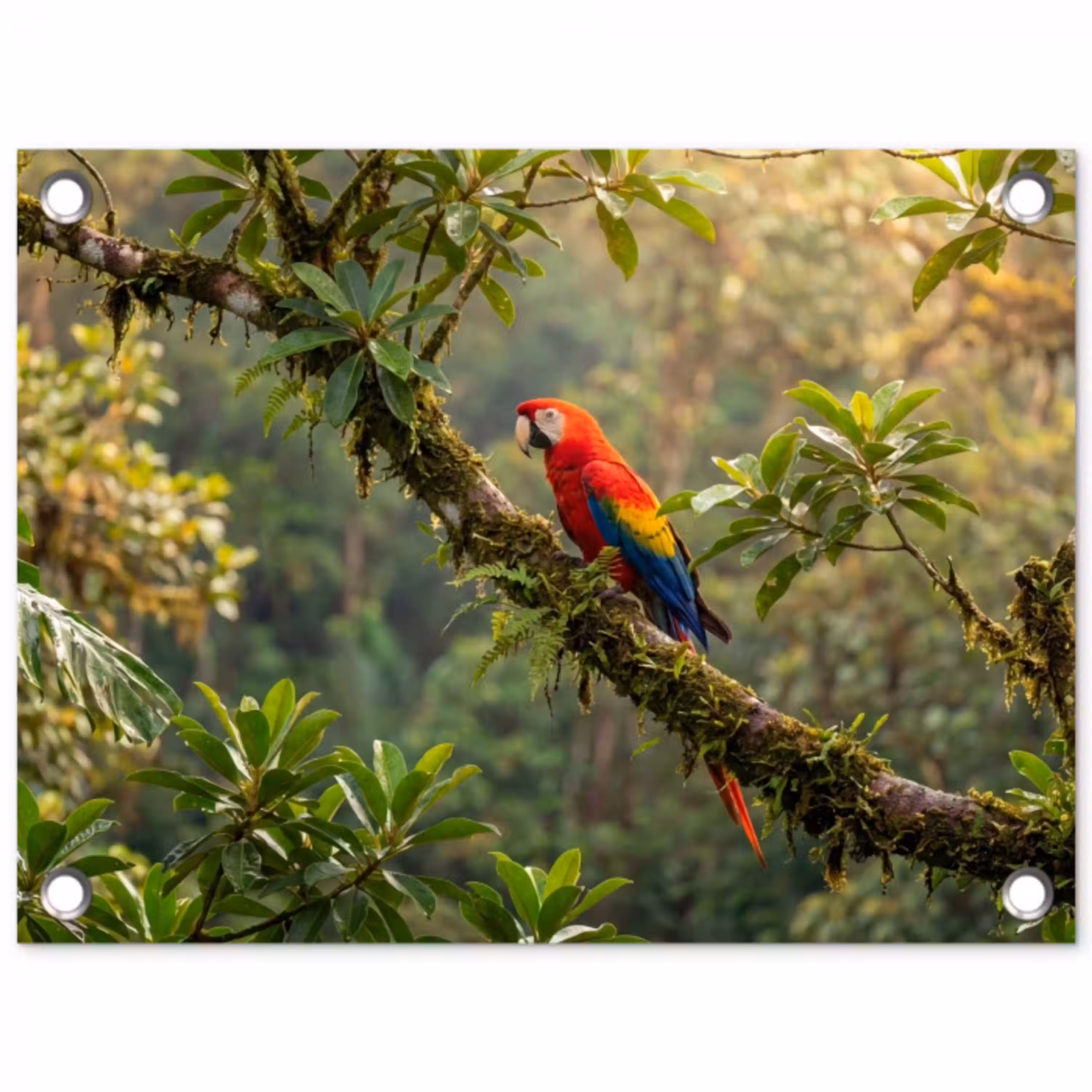 Ara - Jungle - Rood tuinposter los doek klein -3d