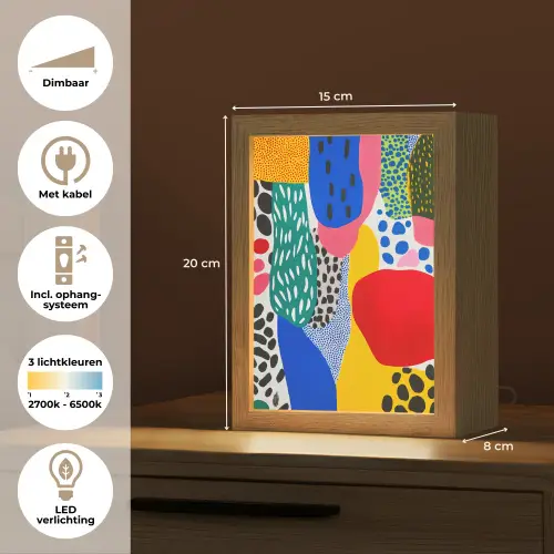 Stippen - Vormen - Modern - Kleuren Light Box met kabel (Tafellamp) klein -USP_NL