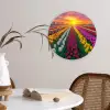 Tulpenveld - Zonsondergang - Kleurrijk Wandcirkel kunststof plaat 5mm dik klein -sfeer4