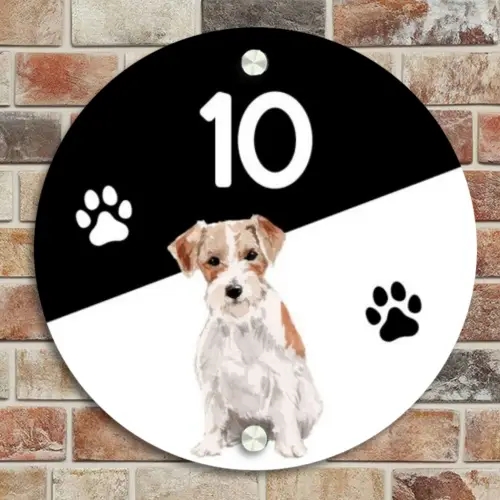 Zwart wit - Huisdier - Jack Russel Naambord Rond klein -sfeer2