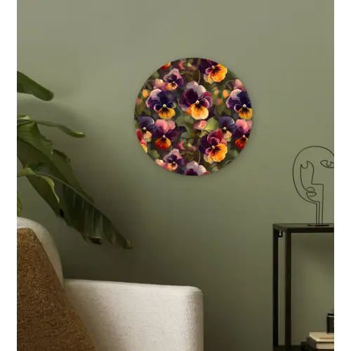 Warm - Patroon - Penseel - Viooltjes Wandcirkel kunststof plaat 5mm dik klein 188 -sfeer3