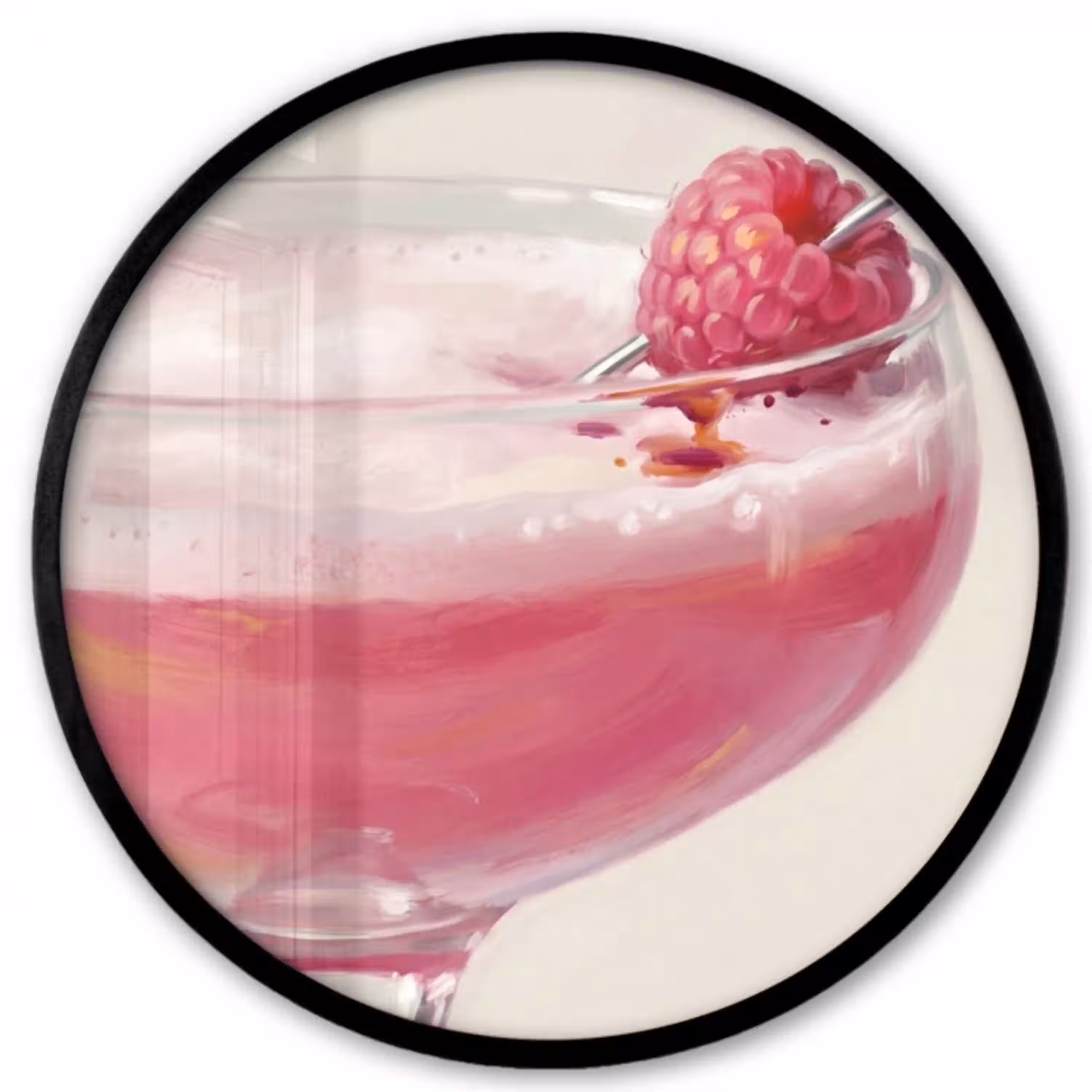 Cocktail - Framboos - Drank - Modern - Roze Fotolijst rond zonder passe partout klein -3d