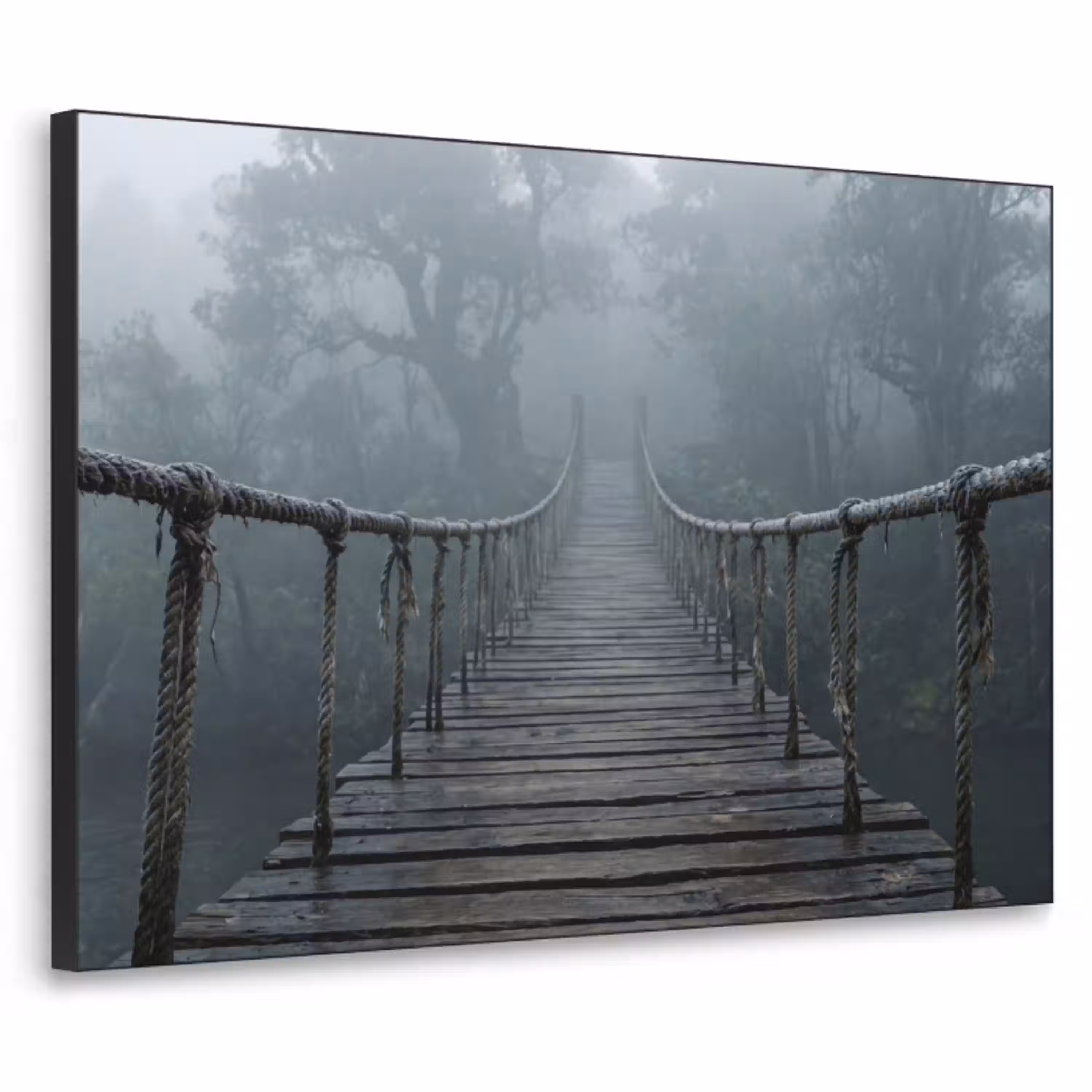 Brug - Jungle - Mist - Natuur Textielframe zwart klein -3d