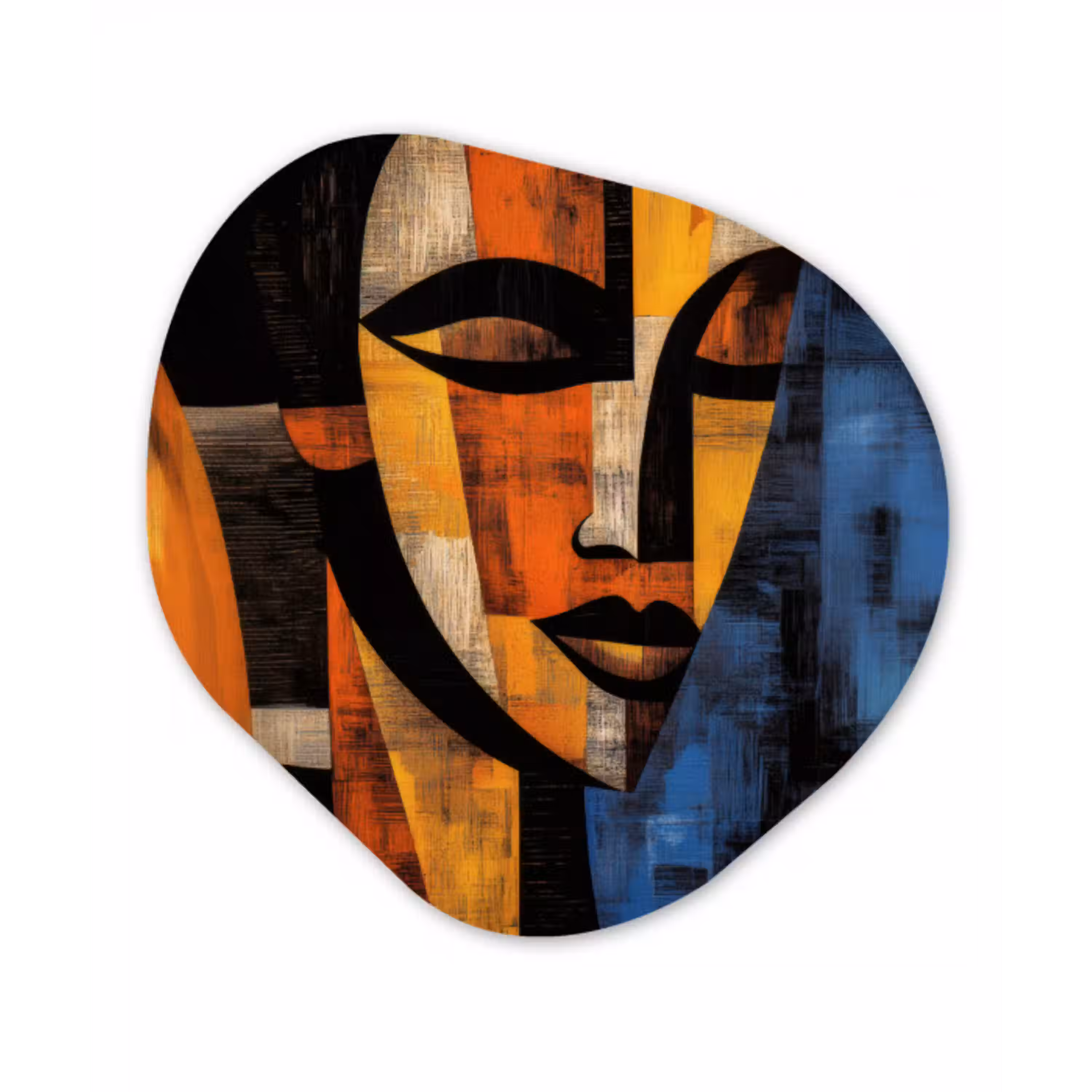 Abstract - Portret - Kleurvakken Wandcirkel Organisch Forex 3mm klein -3d