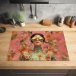 Vrouw - Bril - Roze - Bloemen Inductie beschermer vinyl 3mm klein -sfeer5