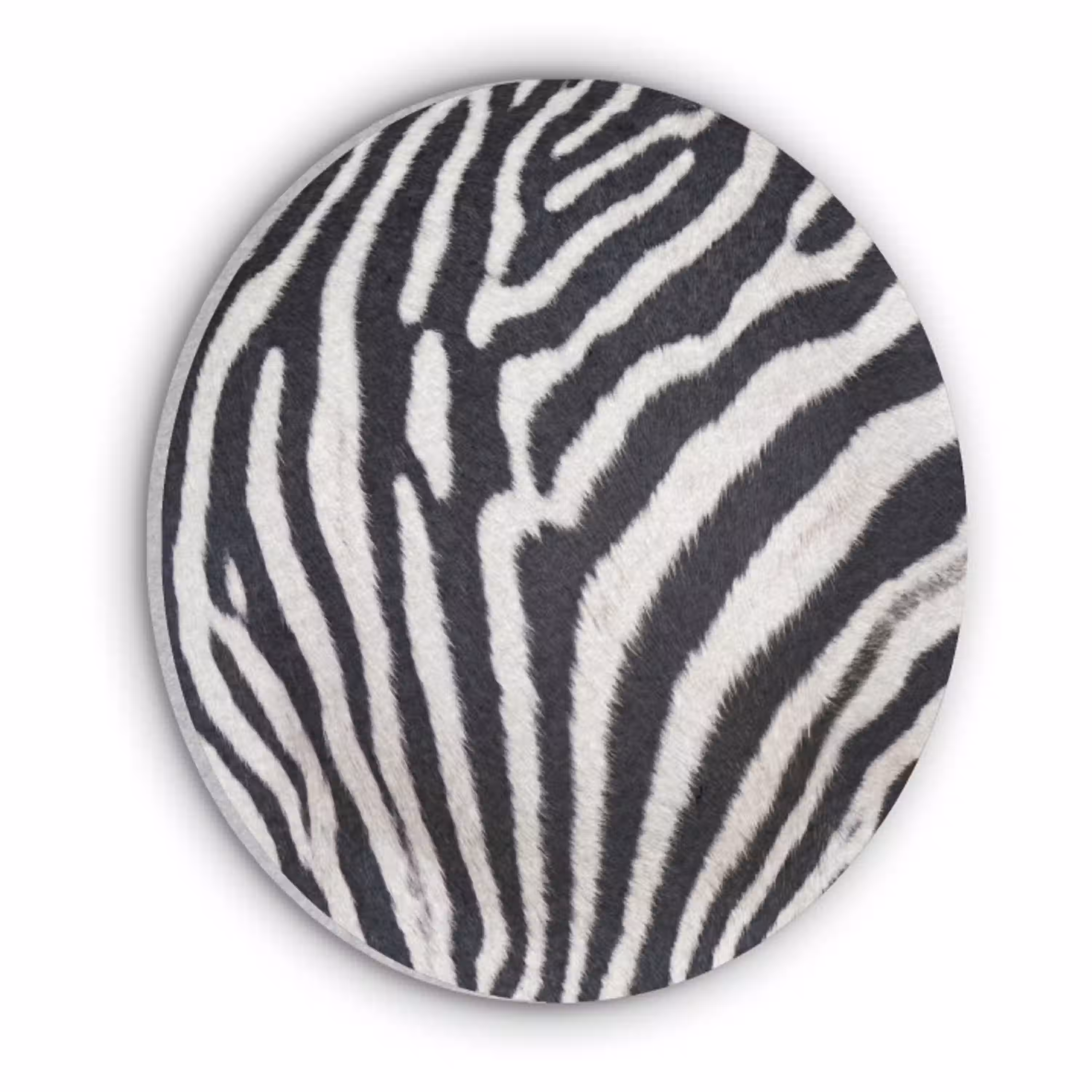 Zebra - Vacht - Klassiek - Zwart - Wit Akoestische PET Vilt - Rond klein -3d