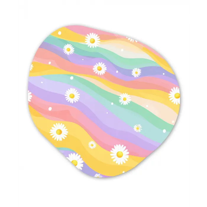 Madeliefjes - Kleurrijk - Pastel - Vrolijk Wandcirkel Organisch Forex 3mm klein -3d