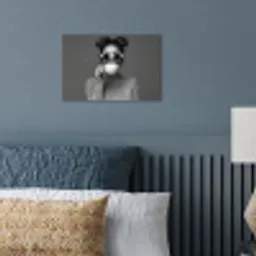 Vrouw - Koffie - Zwart - Wit poster papier klein -sfeer2