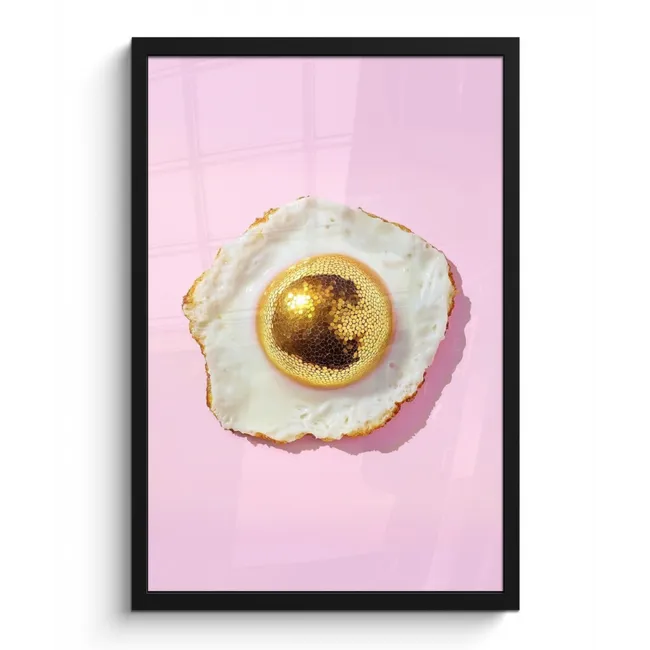 Poster met lijst - Ei - Disco - Ontbijt - Glitter
