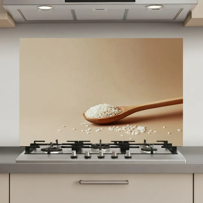 Lepel - Rijst - Hout - Beige keuken achterwand spatscherm klein -3d_website
