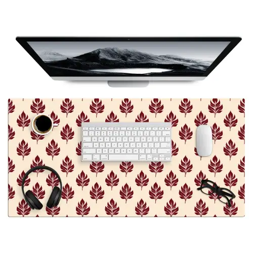 Botanisch - Patroon - Bordeaux Muismat XXL klein 681 -3d