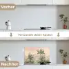Tropisch landschap - palmbomen - Bloemen - Roze lucht keuken achterwand spatscherm klein -voor_na_DE