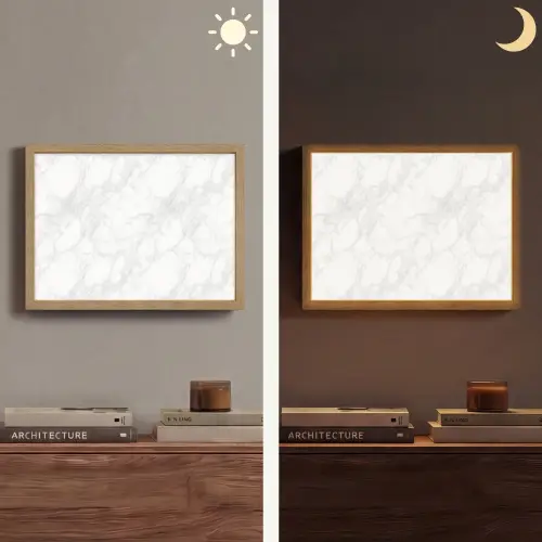 Minimalistisch - Wit - Grijze aders Light Box met batterij (Wandlamp) middel 907 -sfeer3