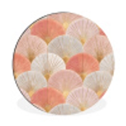 Waaiers - Goud - Roze Wandcirkel aluminium klein 190 -3d