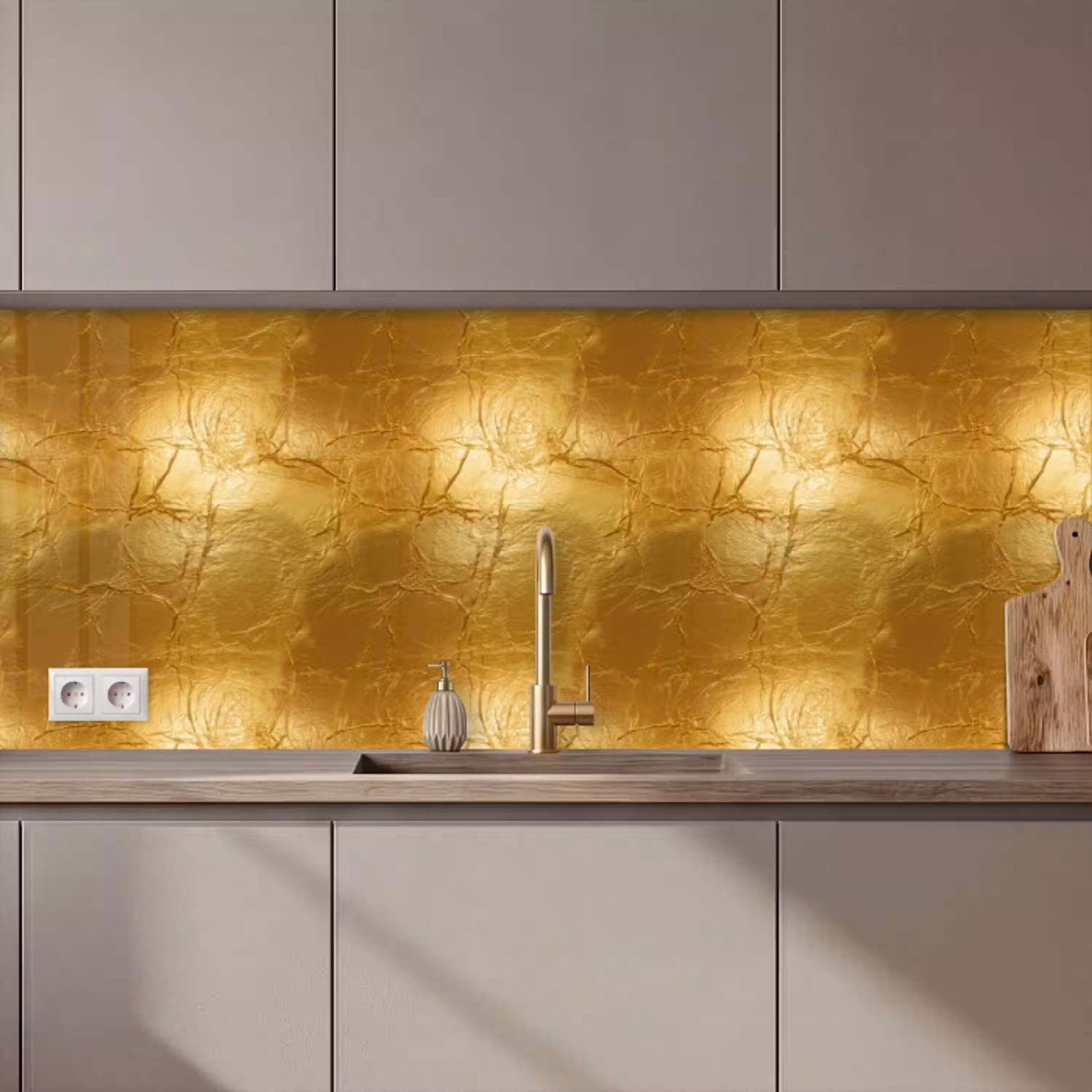 Bladgoud - Vintage - Textuur - Warm Goud keuken achterwand 2 middel 871 zz_3dshopping
