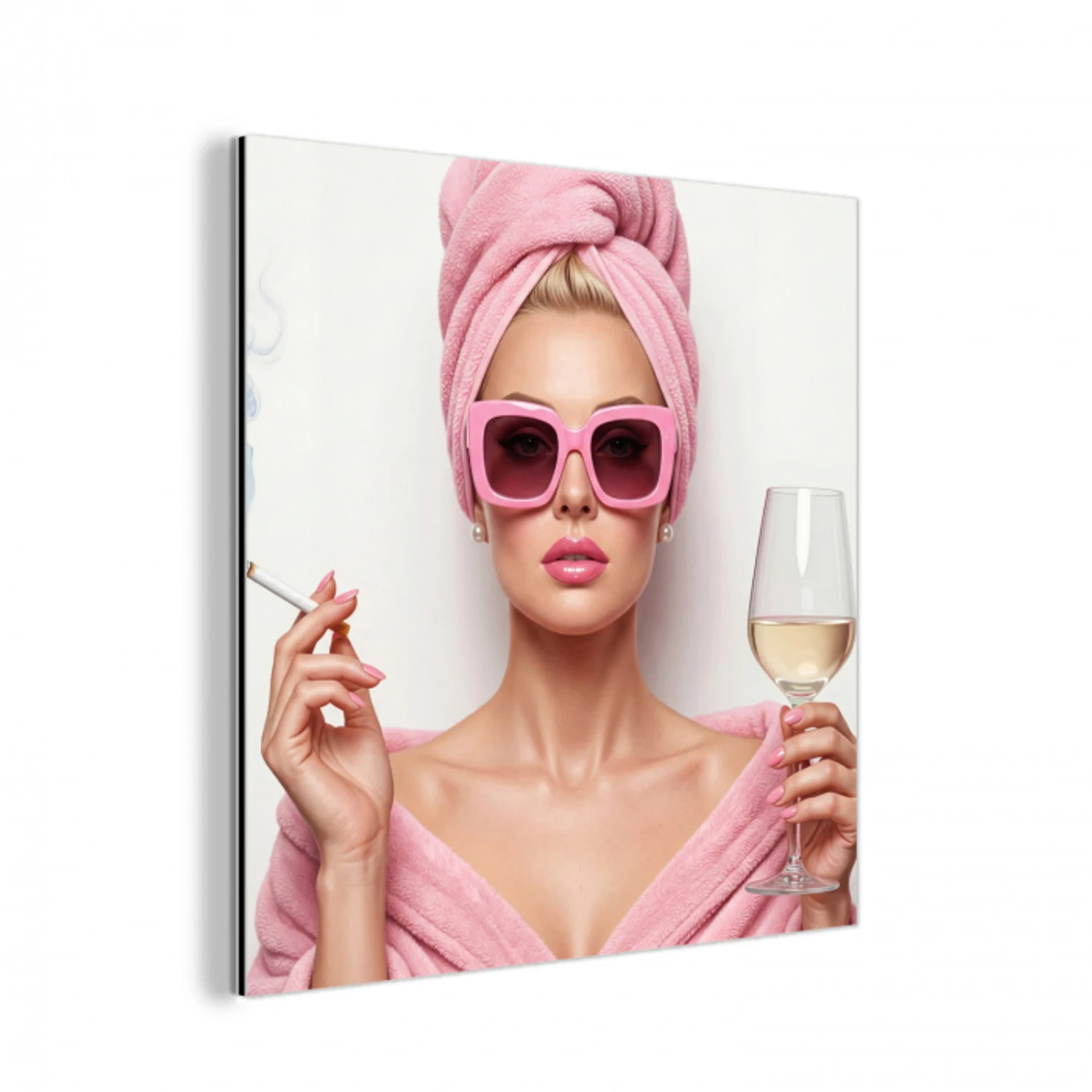 Vrouw - Roze - Wijn - Zonnebril aluminium wit klein -3d