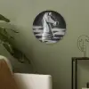 Paard - Hout - Schaalbord - Zwart Akoestische PET Vilt - Rond klein -sfeer2