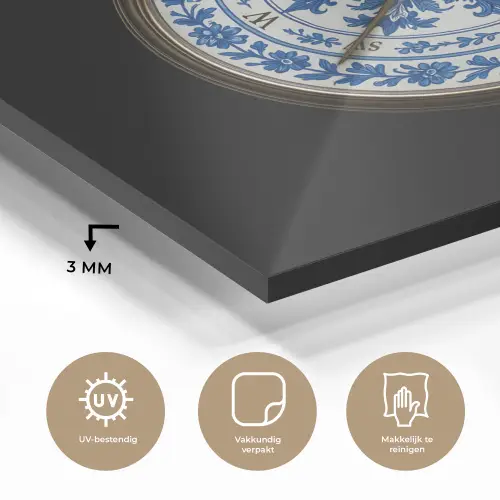 Kompas - Delfts blauw - Zwart plexiglas 5mm klein -sfeer2