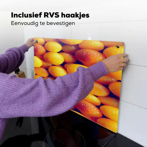 Vrucht - Waterdruppels - Oranje Inductie beschemer met haakjes klein 777 -ky-ophangen-nl