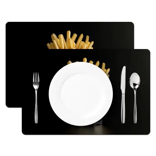 Friet - Porselein - Delfts blauw - Eten Placemat vinyl groot -zzsfeer2_Kitchenyeah-website