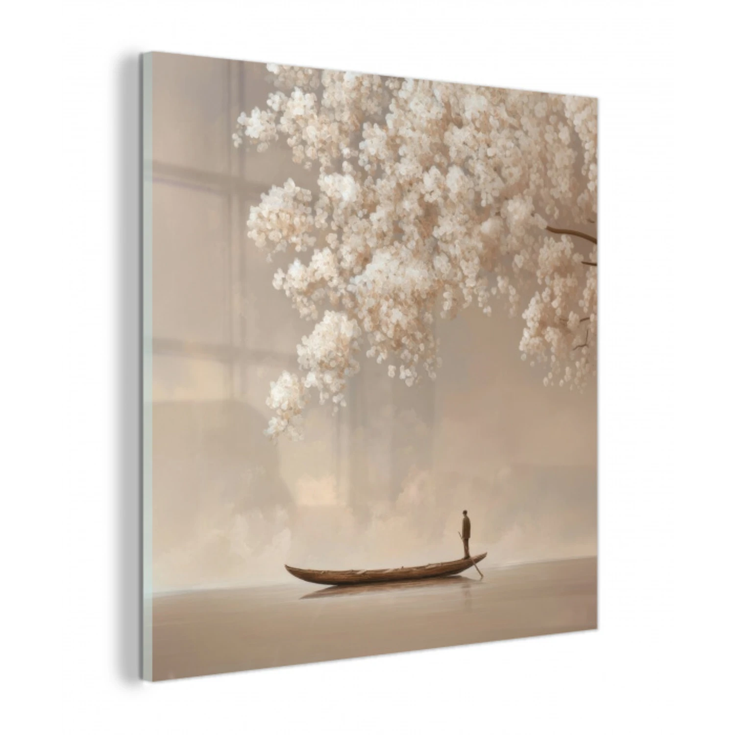 Bloesems - Wit - Boot - Minimalistisch plexiglas 5mm klein -z3d