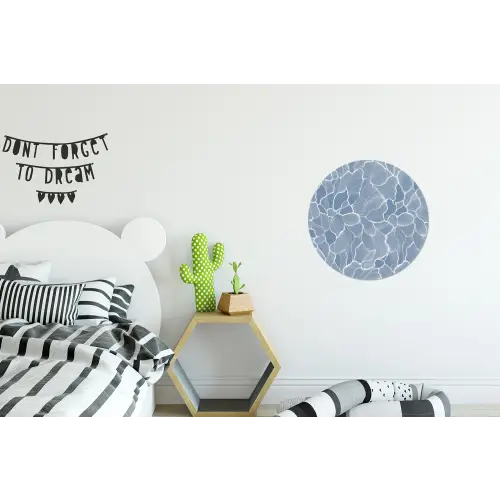 Abstract - Blauw - Bladeren Wandcirkel aluminium klein -kinderkamer