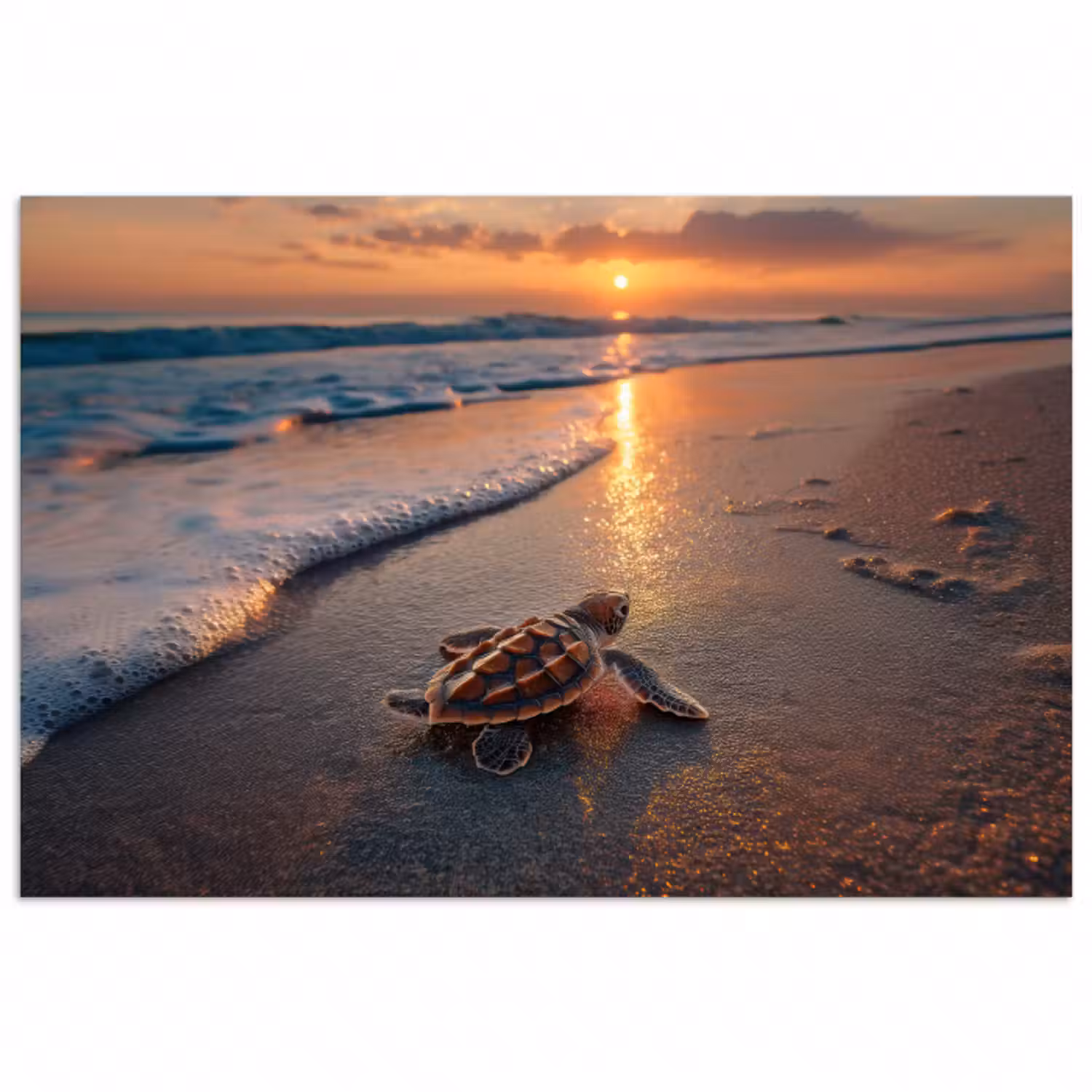 Poster - Schildkröte - Strand - Sonnenuntergang