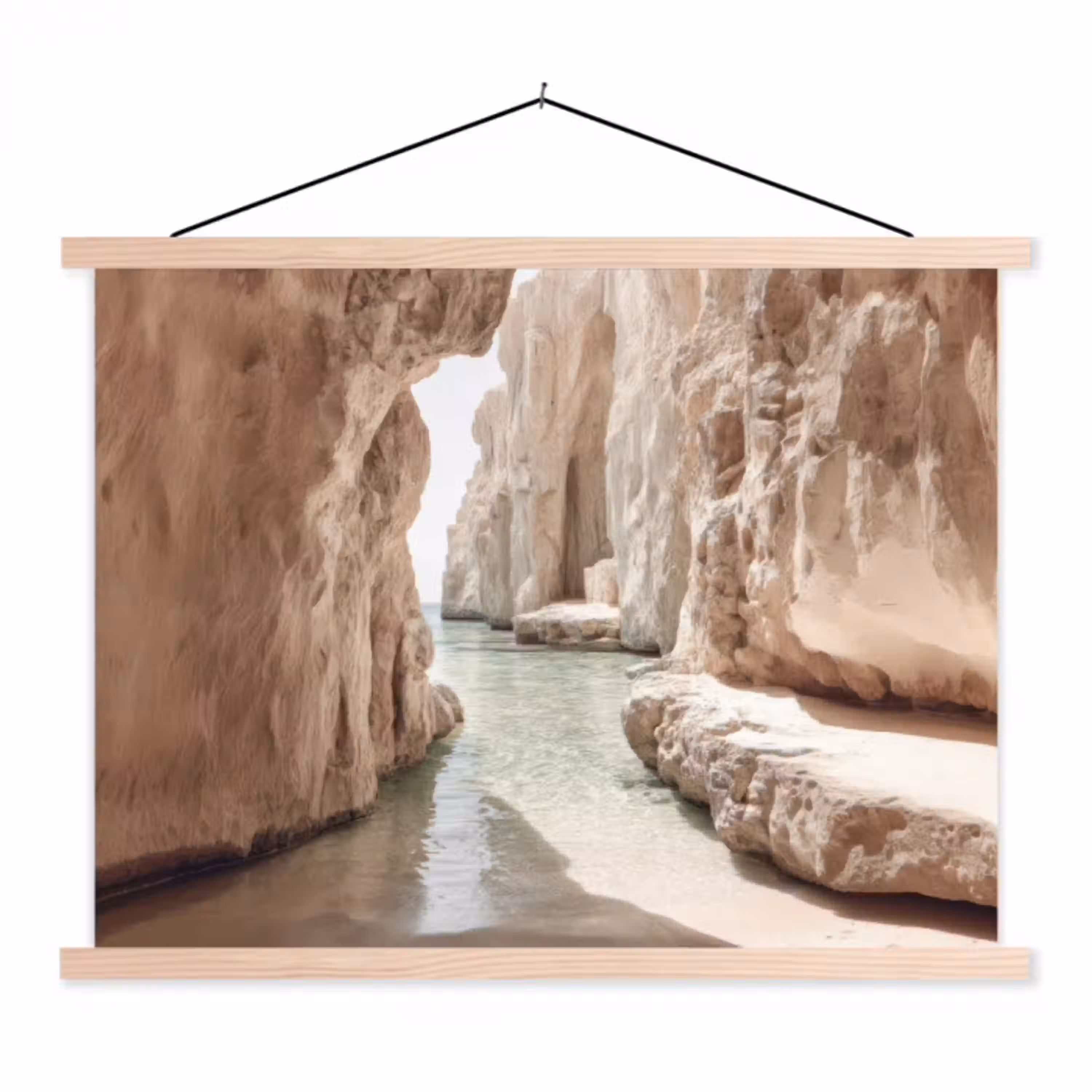 Rotsen - Zee - Zand - Kloof textielposter latten blank klein -3d