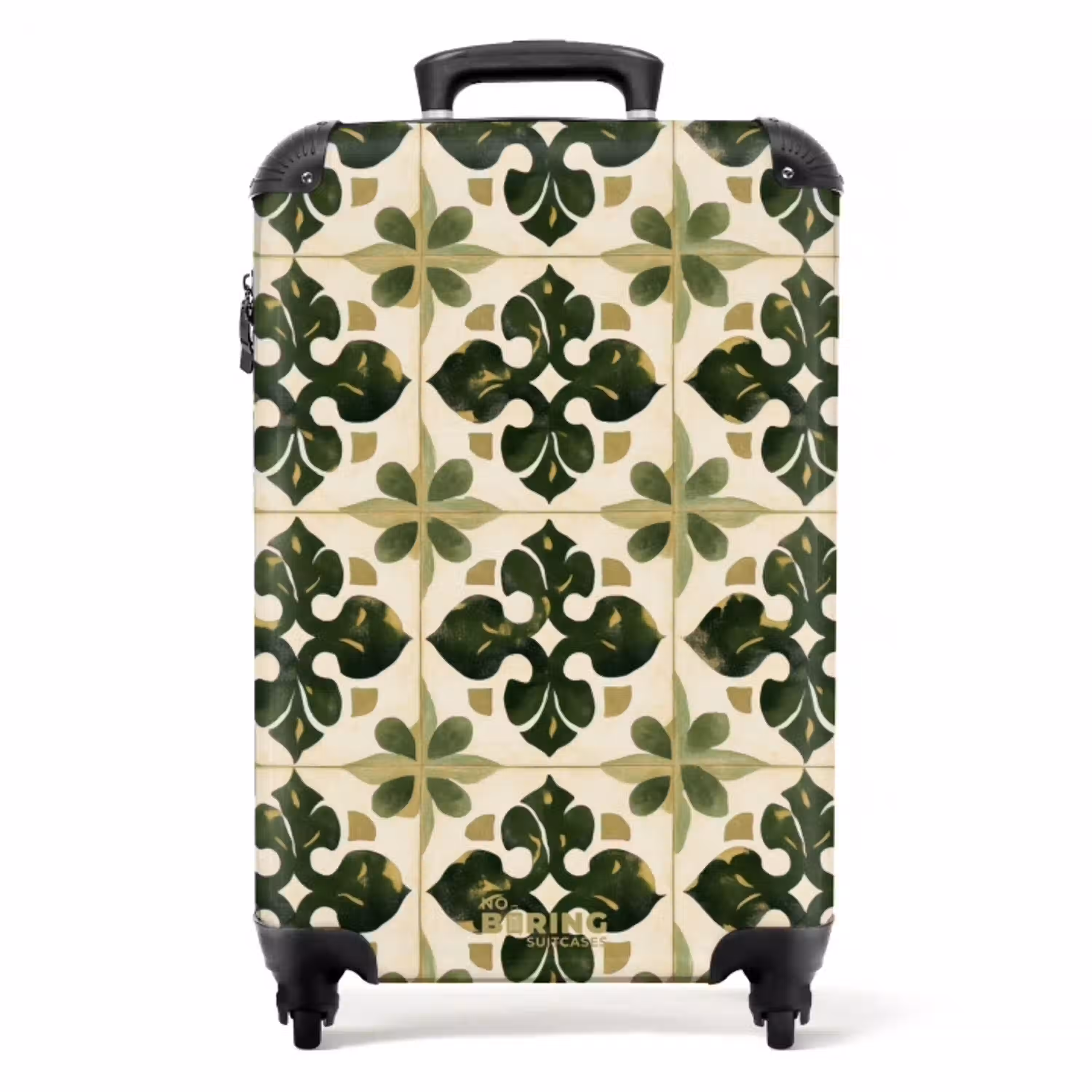 Patroon - Tegel - Groen NBS - Handbagage koffer - Volwassenen Unisex middel -productfoto_recht
