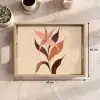 Minimalistisch - Bloem - Bladeren - Beige Dienblad Rechthoek middel -USP_Formaat