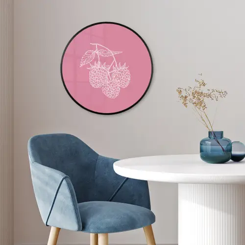 Frambozen - Steel - Getekend - Roze Fotolijst rond zonder passe partout klein -sfeer2