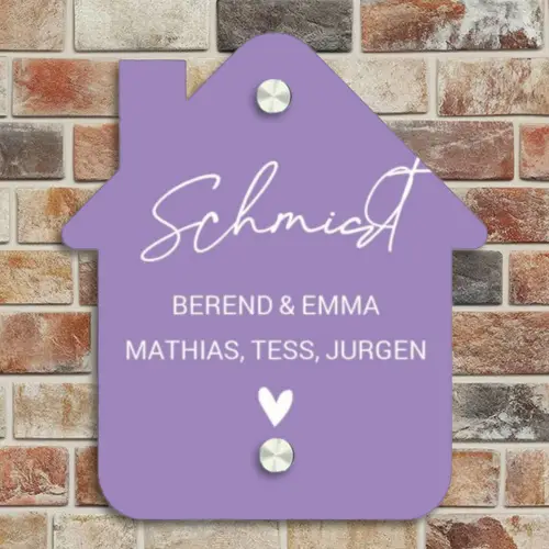 Paars - Sierlijk Naambord Huisje klein -sfeer6