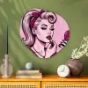 Vintage - Vrouw - Roze Wandcirkel Organisch Aluminium middel -sfeer2