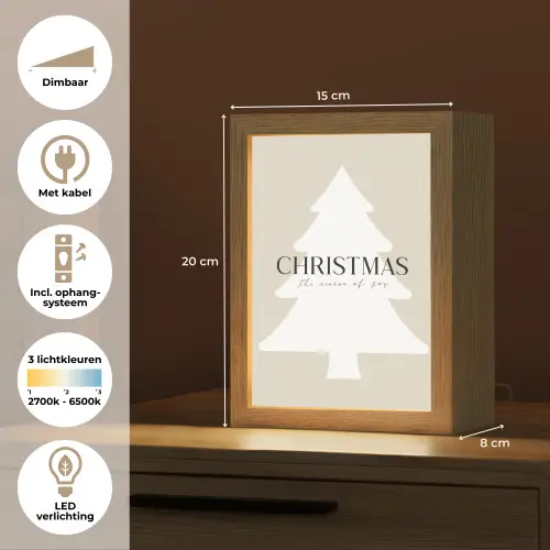 Kerstboom - Japandi - Christmas - Beige Light Box met kabel (Tafellamp) klein -USP_NL