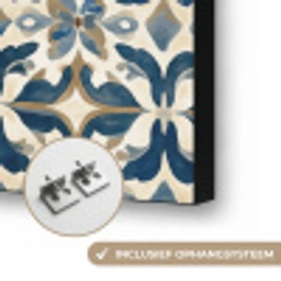 Tegel - Patroon - Blauw - Beige Textielframe zwart klein 947 -USP_ophangsysteemNL
