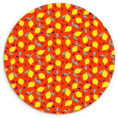 Oranje - Citroen - Geel - Blauw Wandcirkel kunststof plaat 5mm dik klein 188 -3d